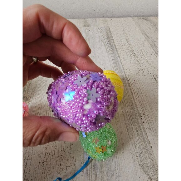 Beaded sequin life-size egg Easter colorful glitter sparkle spring set decor as - Picture 6 of 11